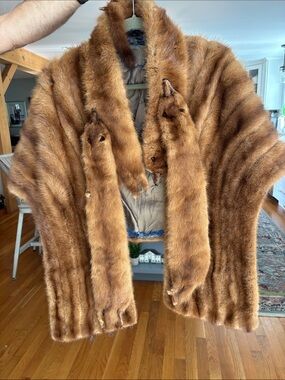 Luxury 1930s Brown Mink Fur Stole Jacket - Women's Coat